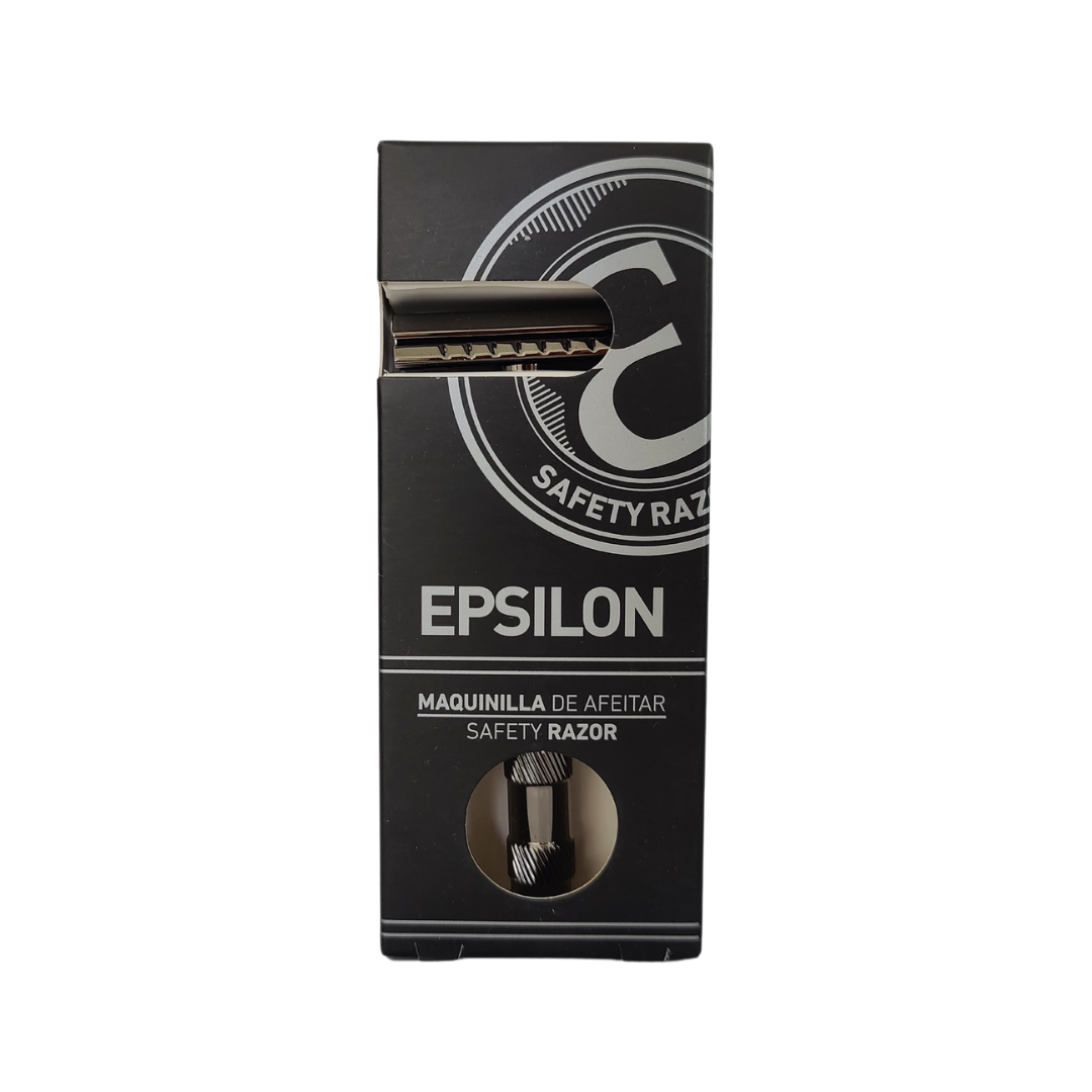 Epsilon Razor Black Metal musta metalli safety razor maquinilla de afeitar Partahöylä pakkaus