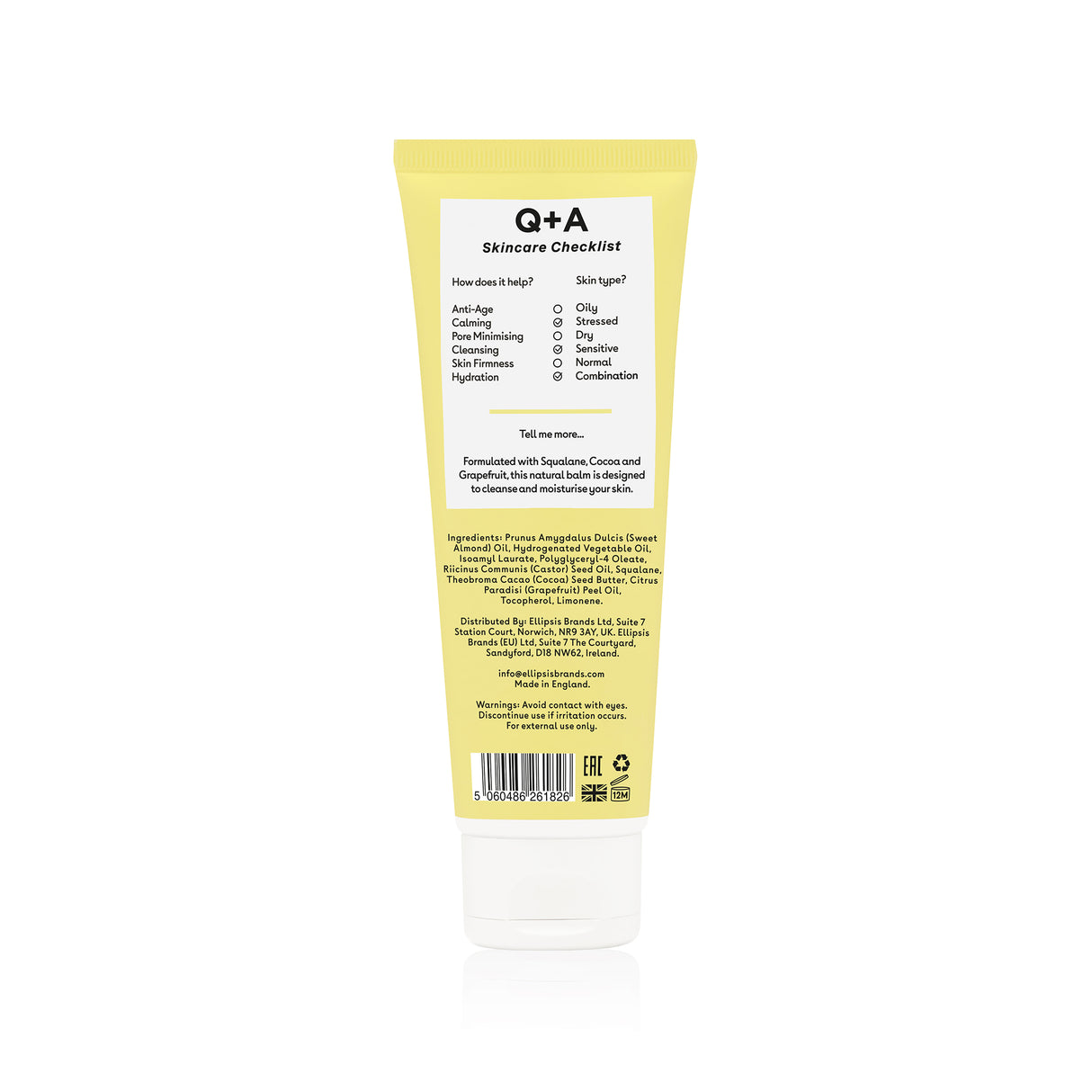 Q+A Grapefruit Cleansing Balm puhdistusbalmi back skincare checklist 125ml greippi