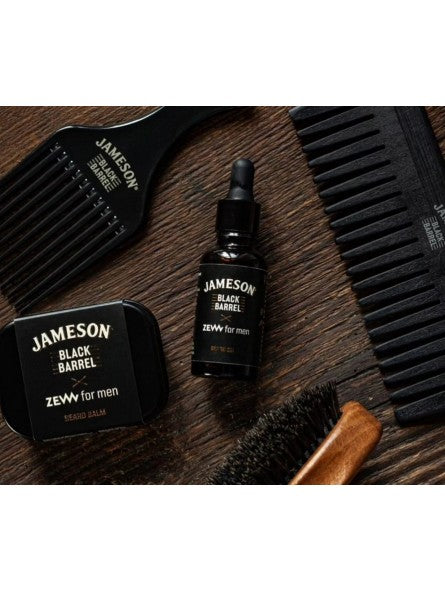 Jameson x Zew for Men Black Barrel Beard Oil partaöljy ja saman sarjan partabalsami