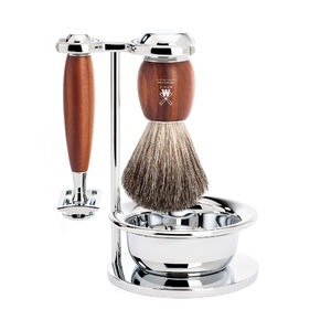 Mühle Vivo Shaving Set -parranajovälinesetti, ruskea luumupuu