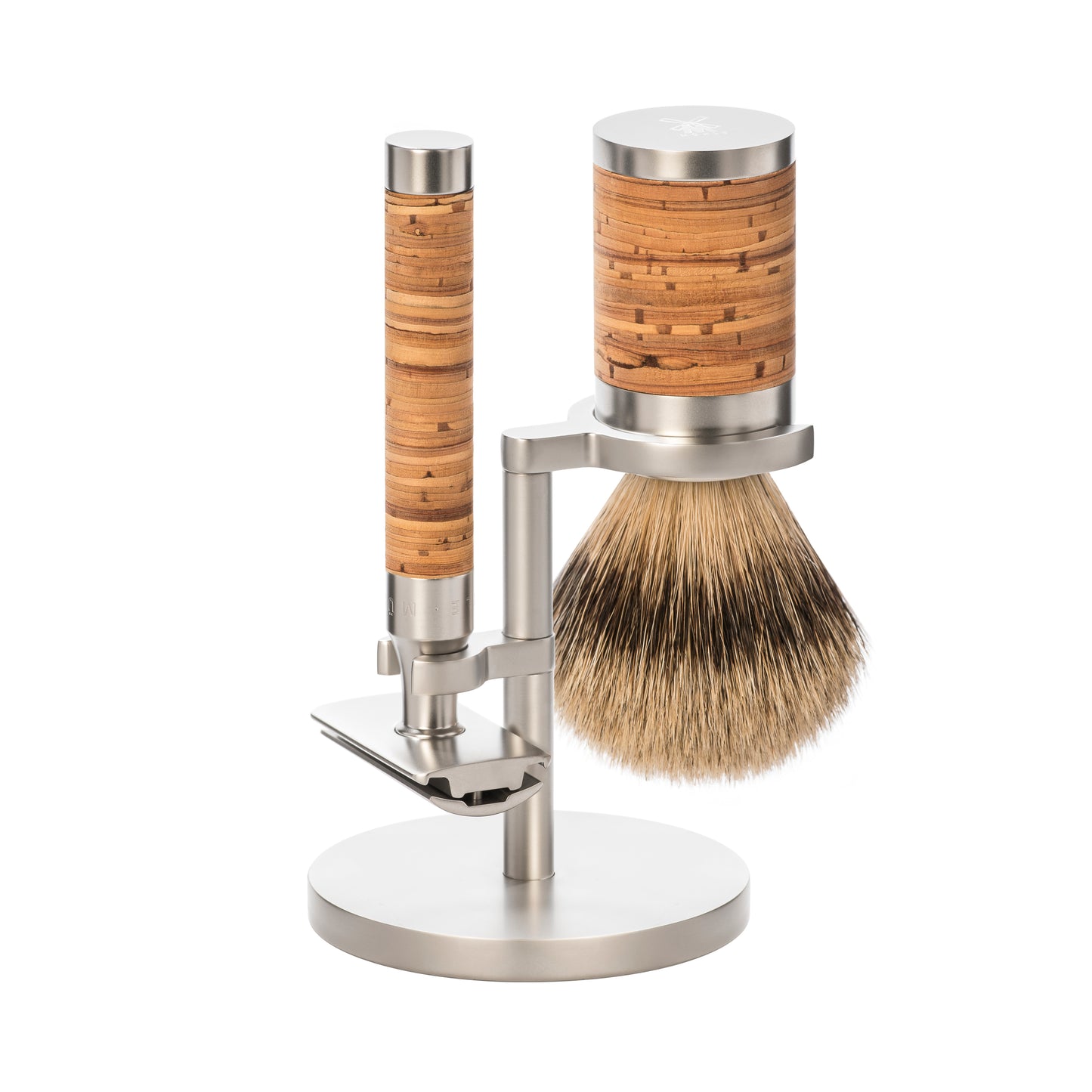 Mühle Rocca Shaving Set S 091 M 95 SR Birch parranajosetti tuohi puukuvio koivu partahöylä partasuti mattahopea teline