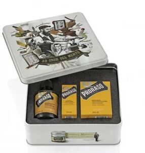 Proraso Wood & Spice parranhoitopaketti metallirasiassa