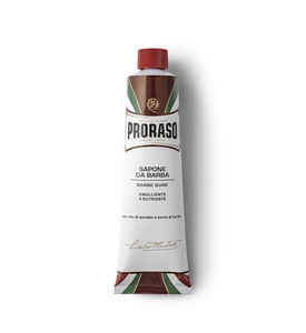 Proraso Red Shaving Soap in a Tube Sandalwood & Shea parranajovoide tuubissa