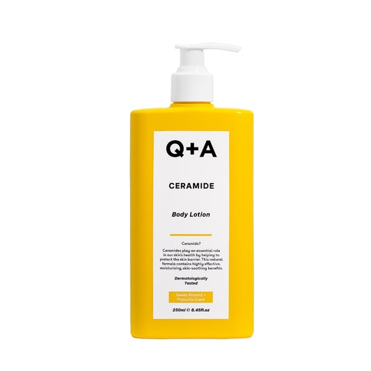 Q+A Ceramide Body Lotion vartalovoide  vasrtalorasva kuivalle iholle sisältää keramideja 250ml keltainen pumppupullo