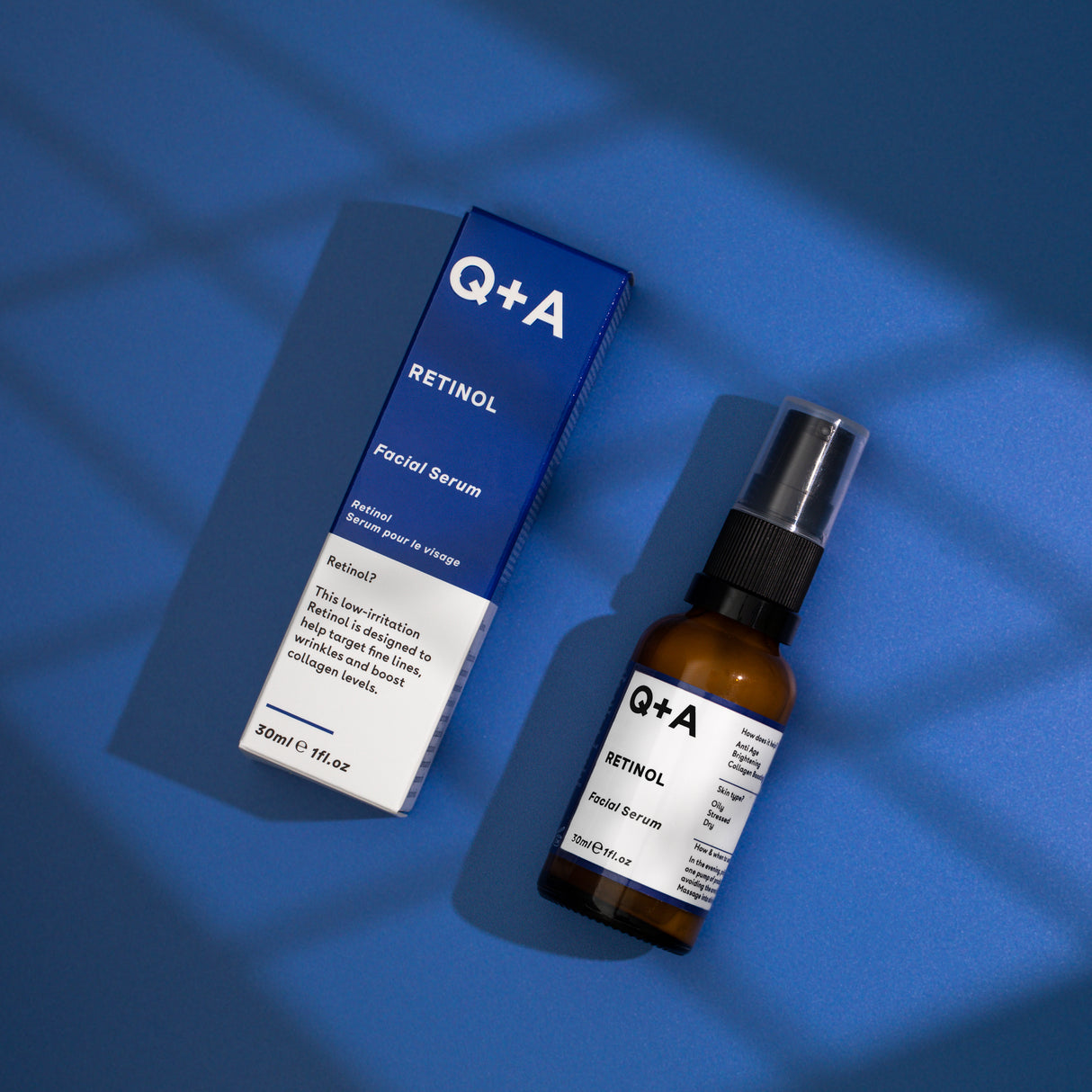Q+A Retinol Facial Serum - anti-age-seerumi retinoli pakkaus