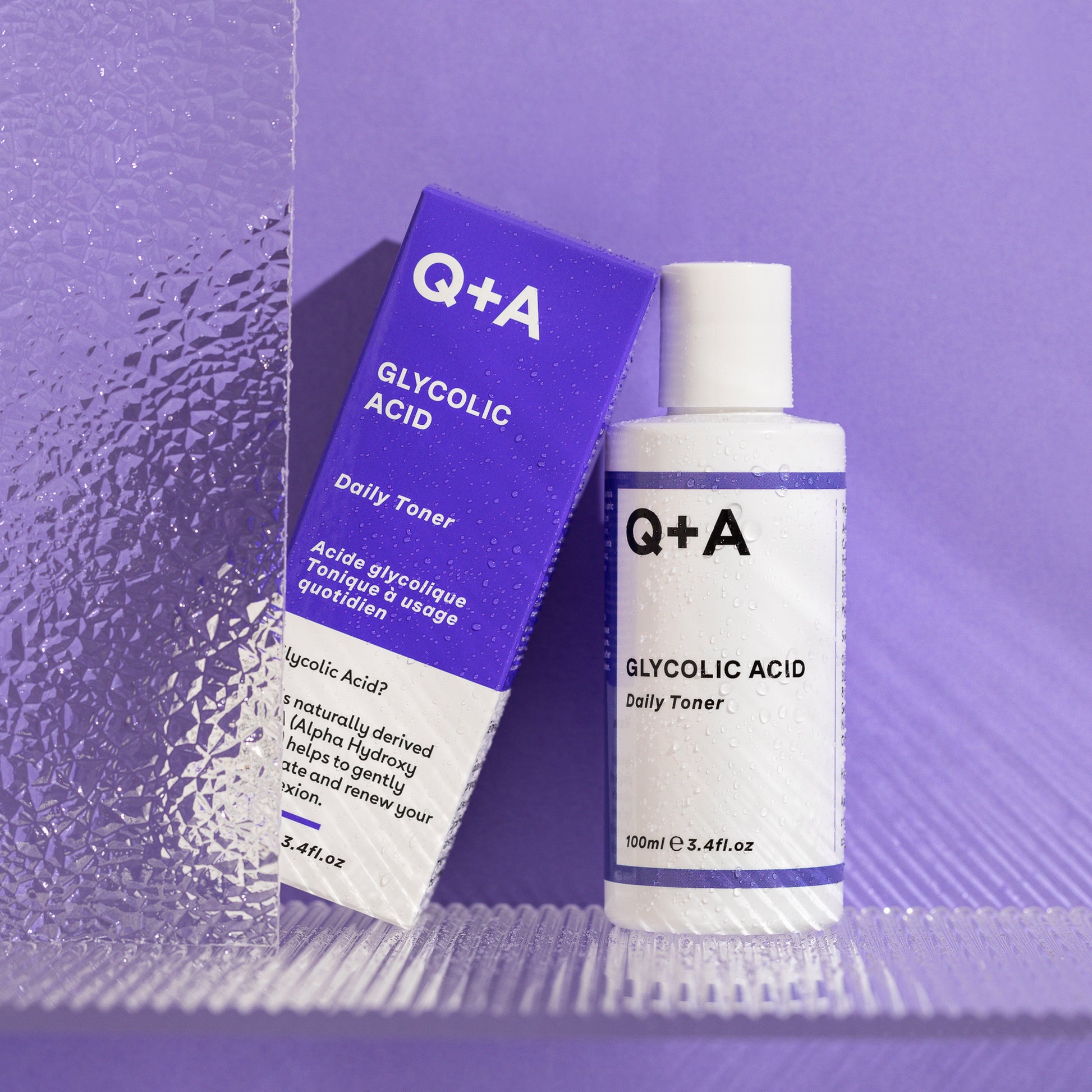 Q+A Glycolic Acid Daily Toner - kuoriva kasvovesi Violet 100ml