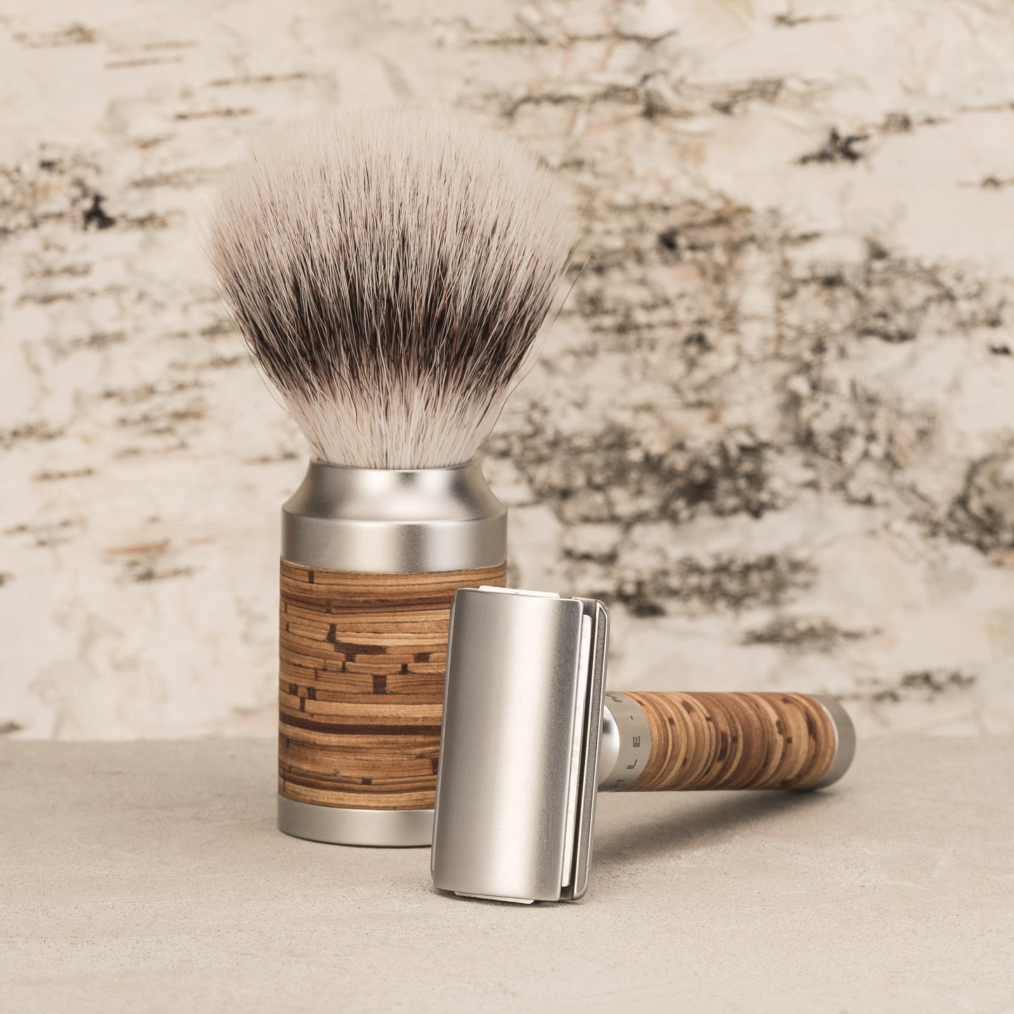 Mühle Rocca Shaving Set S 091 M 95 SR Birch parranajosetti tuohi koivu partasuti partahöylä puuvioinnilla