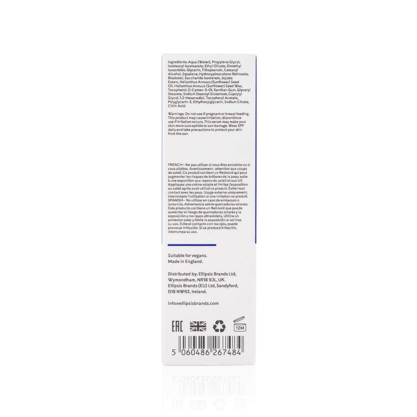 Q+A Retinol Facial Serum - anti-age-seerumi back INCI