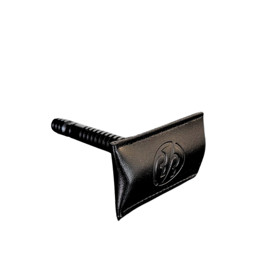 Rockwell Blade Guard leather -teräsuoja nahkasuoja partahöylälle musta