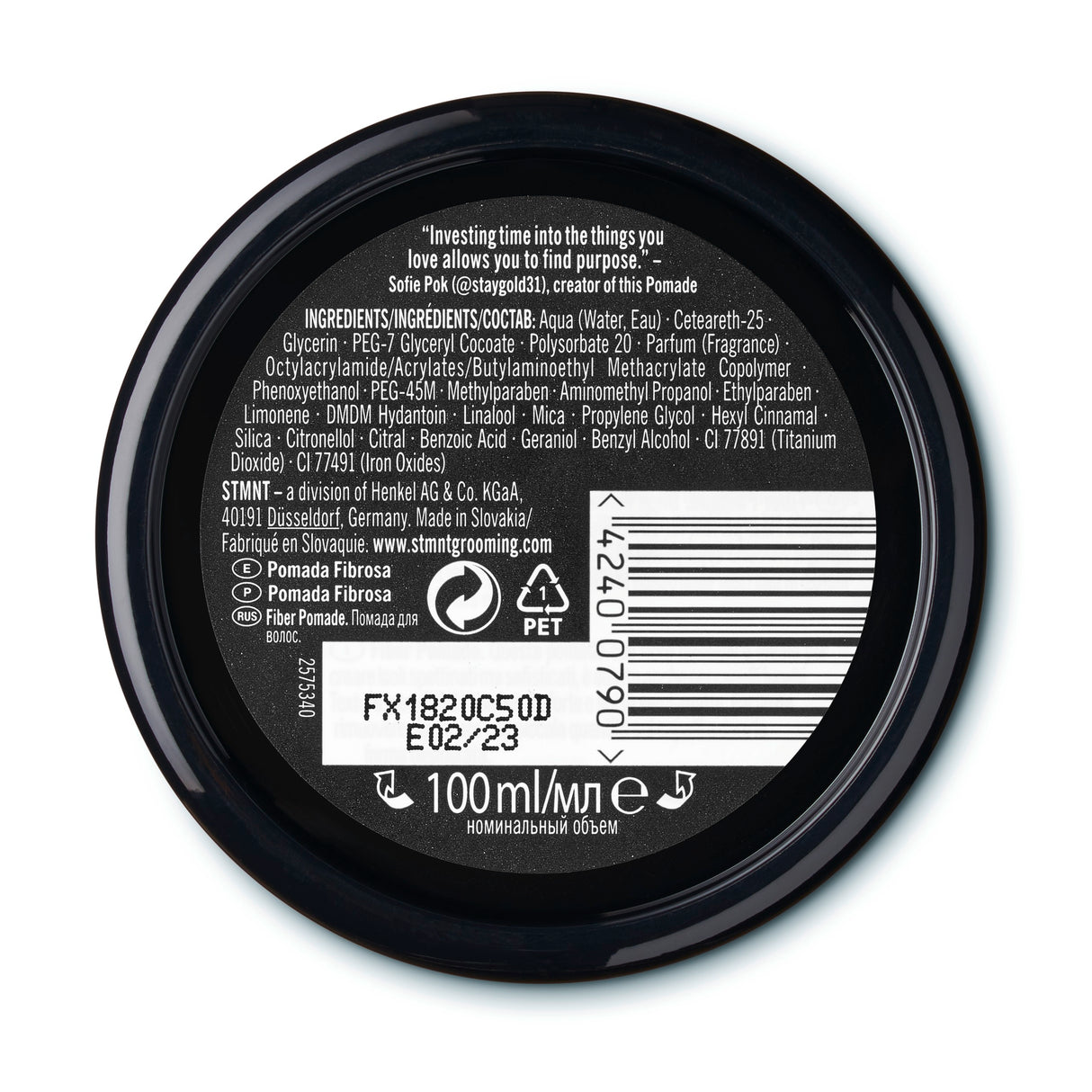 STMNT Fiber Pomade Pakkaus Bottom