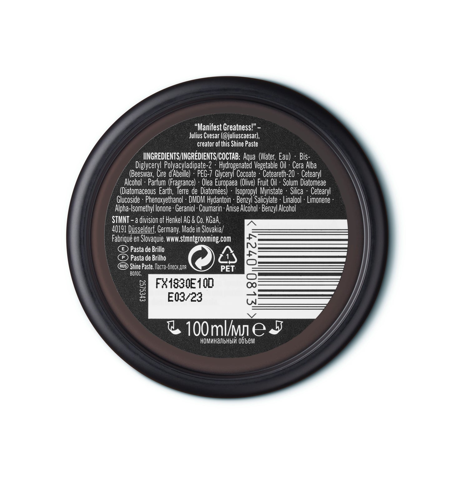 STMNT Shine Paste Pakkaus Bottom
