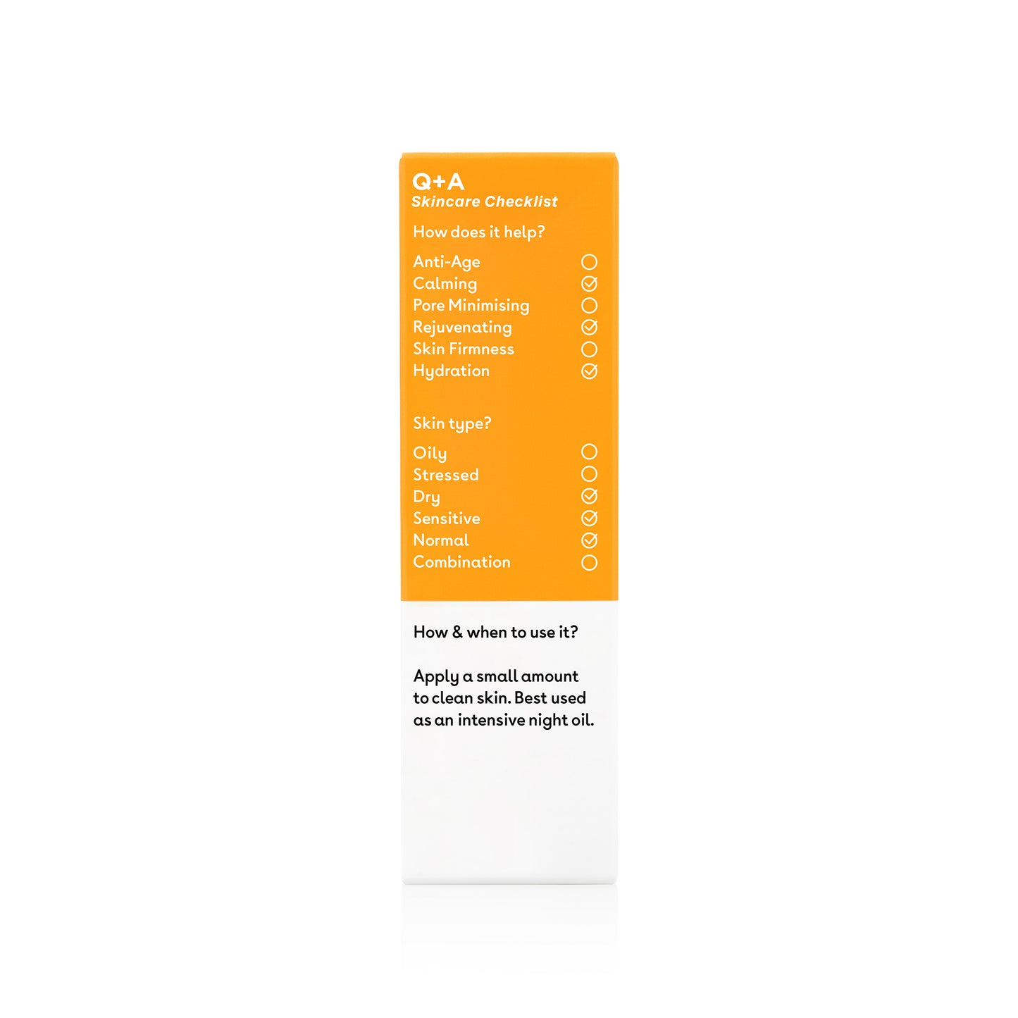 Q+A Super Food Facial Oil -kasvoöljy side pakkaus