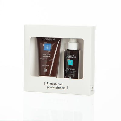 System 4 Shale Oil Rasvoittuvalle hiuspohjalle shampoo ja hoitoneste paketti