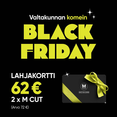 BLACK FRIDAY 2025: Hiustenleikkauslahjakortti 2 x M Cut 62 €