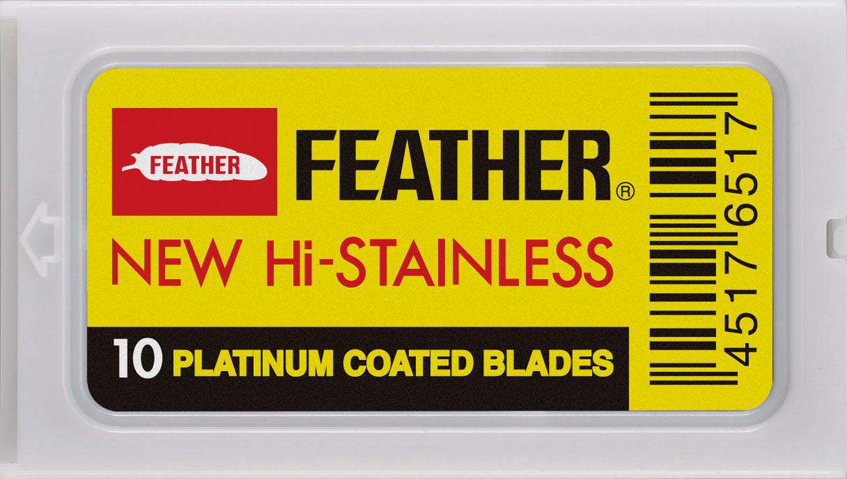 Feather New Hi-Stainless DE Blade 10 Platinum Coated Blades partaterä 10 kpl