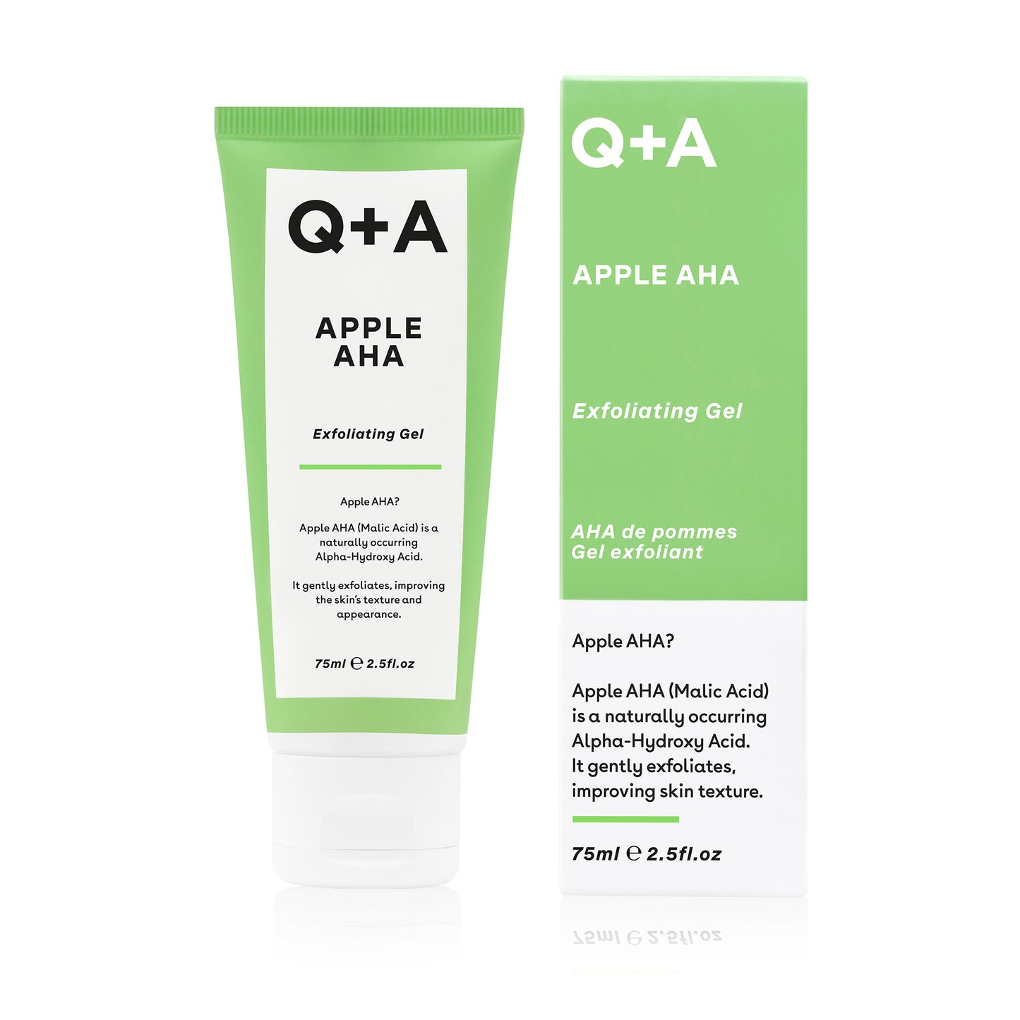 Q+A Apple AHA Exfoliating Gel kuorintageeli happokuorinta ulkopakkaus