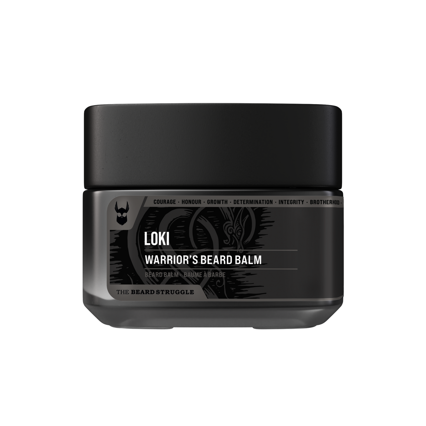 The Beard Struggle Warrior's Beard Butter Loki Unscented hajusteeton partavoi mustassa purkissa 50g 