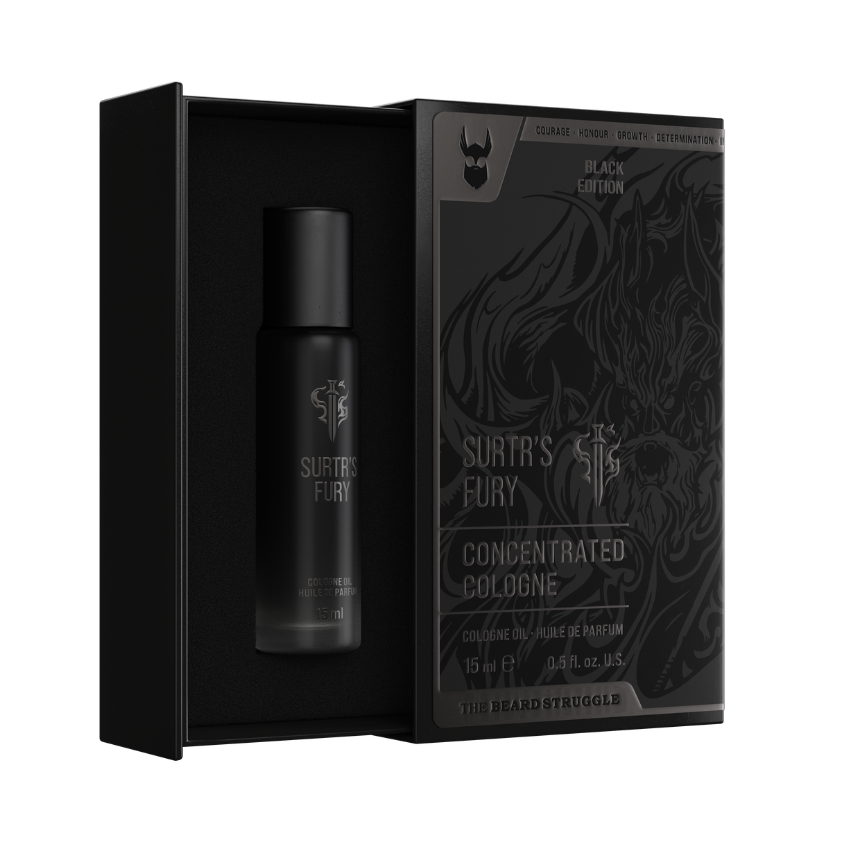 The Beard Struggle Concentrated Cologne Oil Surtr's Fury 15 ml tuoksutiiviste pakkauksessa