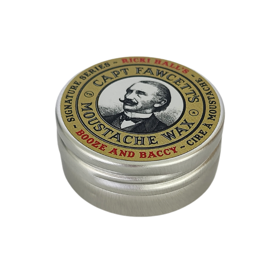 Captain Fawcetts Booze and Baccy ricki hall's cire à mouctache signature series Moustache Wax Viiksivaha purkissa
