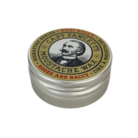 Captain Fawcetts Booze and Baccy ricki hall's cire à mouctache signature series Moustache Wax Viiksivaha purkissa