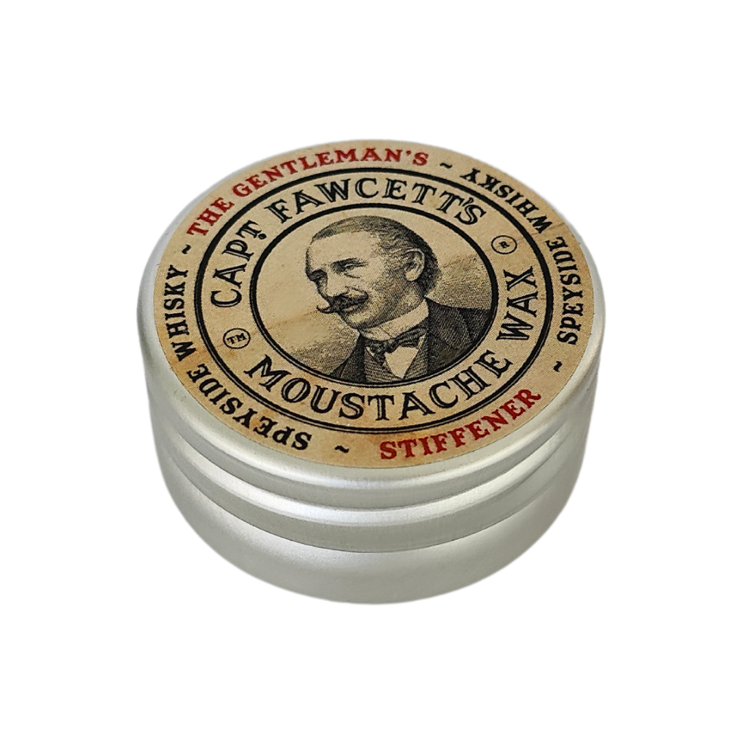 Captain Fawcetts the gentleman's Stiffener Moustache Wax Viiksivaha speyside whisky purkissa