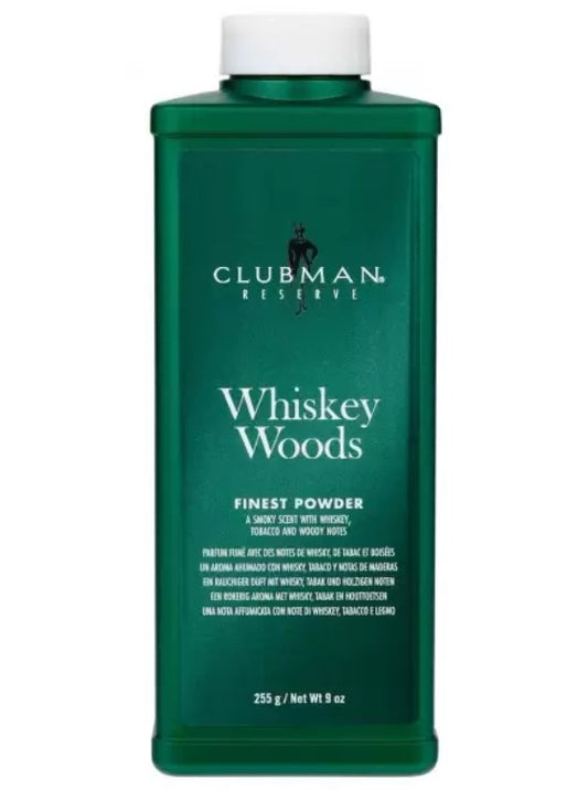 Clubman Pinaud Whiskey Woods Finest Powder viskin tuoksuinen parranajopuuteri talkki
