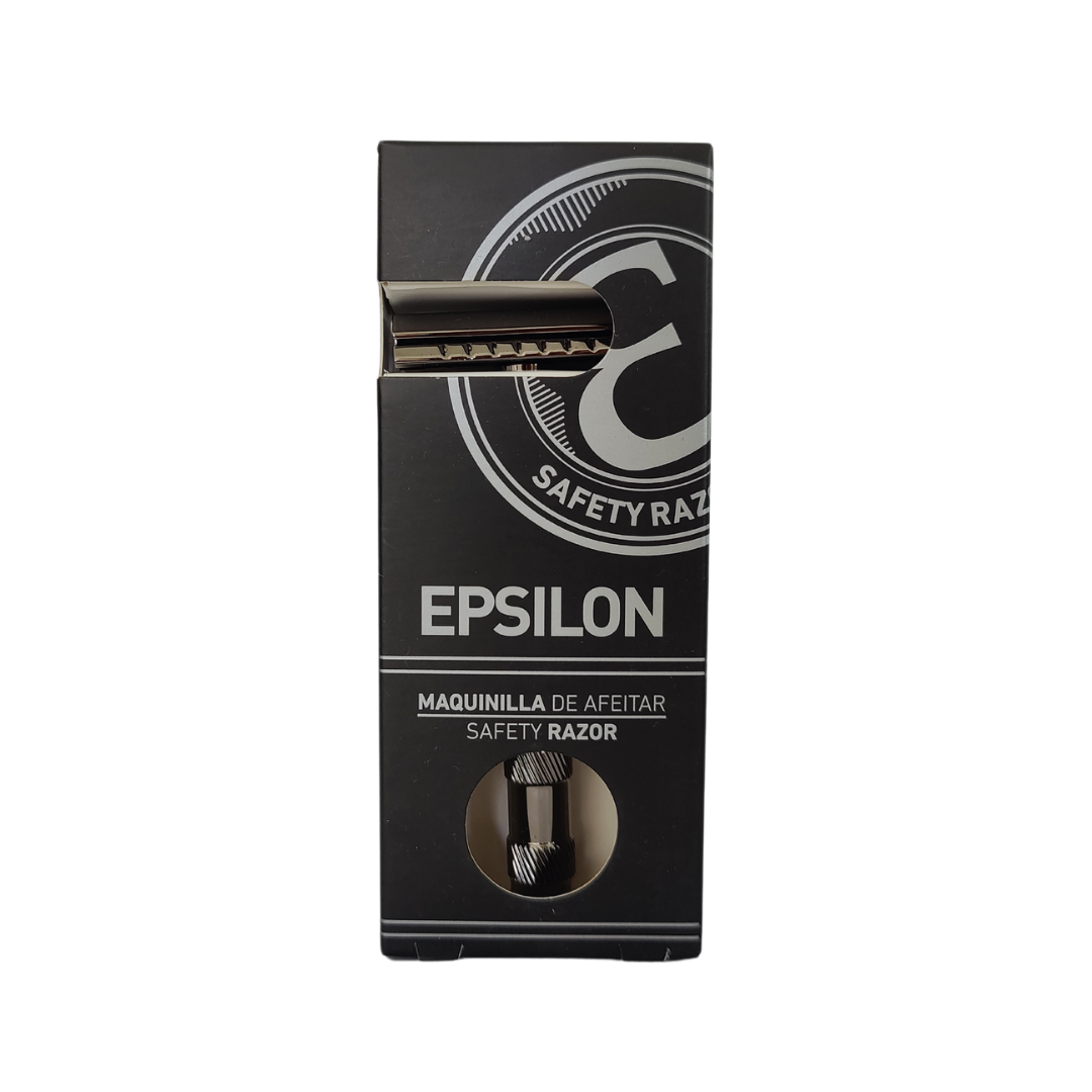 Epsilon Razor Black Metal musta metalli safety razor  maquinilla de afeitar Partahöylä pakkaus