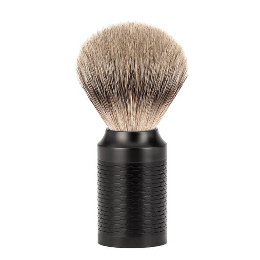 Mühle Rocca Shaving Brush JET Badger erittäin kestävä mäyränkarvapartasuti DLC musta