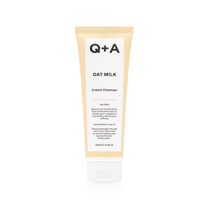 Q+A Oat Milk Cream Cleanser - kasvojenpuhdistusaine kuivalle iholle sisältää kauraa putsari 125ml