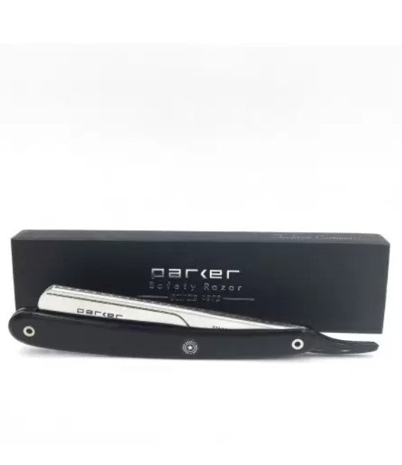 Parker PTB Barber Razor musta shavette taittokahvalla cut throat razor