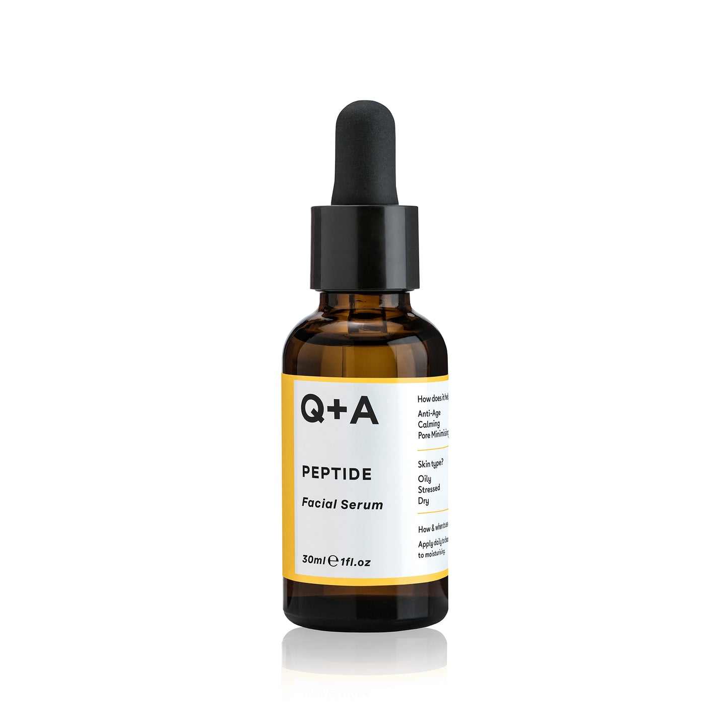 Q+A Peptide Facial Serum -anti-age-seerumi pipettipullossa 30ml