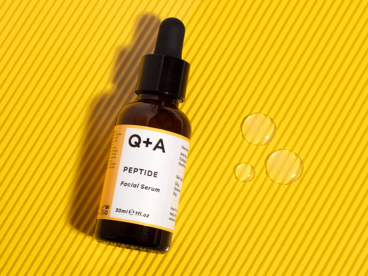 Q+A Peptide Facial Serum -anti-age-seerumi peptidiseerumi pipetti lasipullossa 30ml