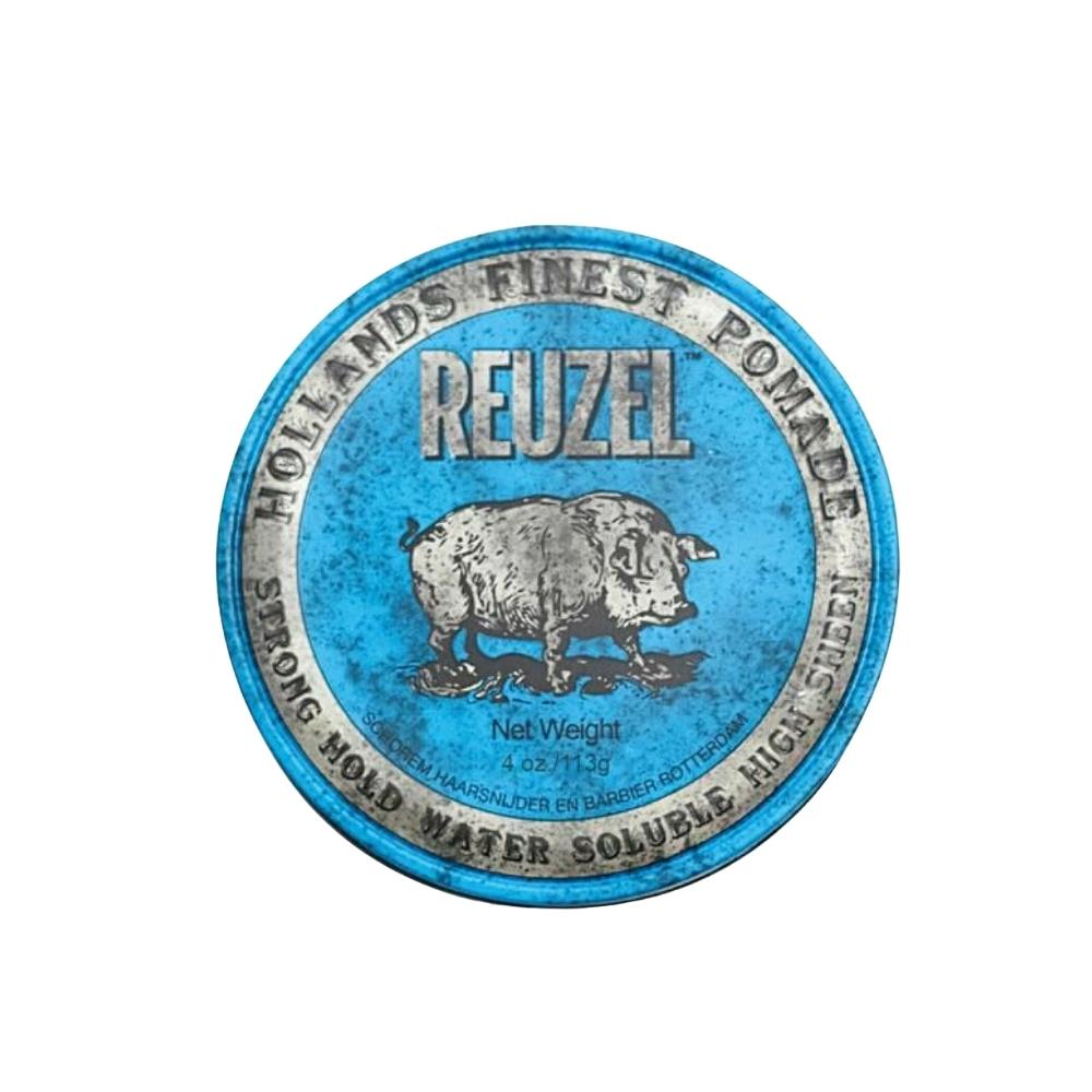 Reuzel Blue Strong Hold Water Soluble High Sheen Pomade 4 oz. 113 g Hollands Finest Pomade sininen purkki vesiliukoinen voimakas vahva pomade