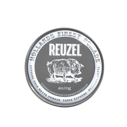 Reuzel Extreme Hold Matte Pomade 4 oz. 113 g Hollands Finest Pomade matta vaha harmaa valkoinen purkki