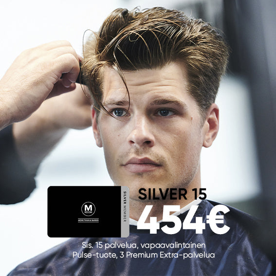 M Room Silver member 15 454€ sis. 15 palvelua, vapaavalintainen Pulse-tuote, 3 Premium Extra-palvelua