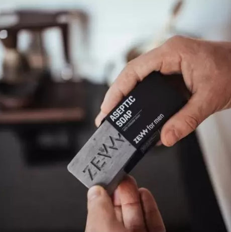 zew for men aceptic soap with charcoal saippua